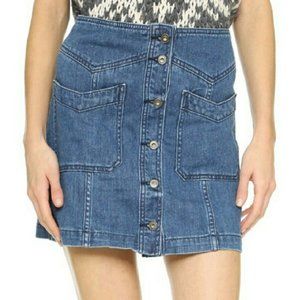 Free People Button-Down Denim Mini Skirt